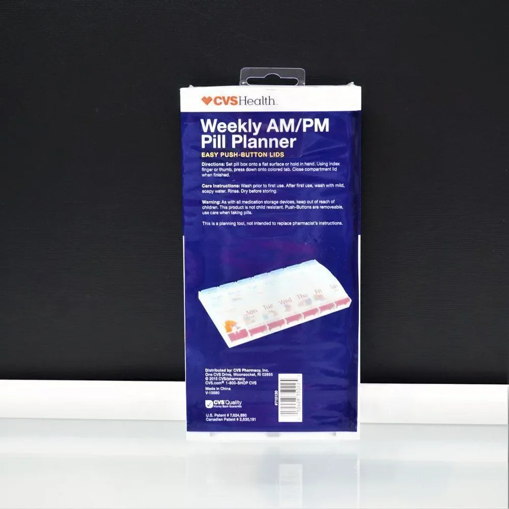 CVS Health Weekly AM PM Pill Planner Easy Push Button Lids NEW SEALED